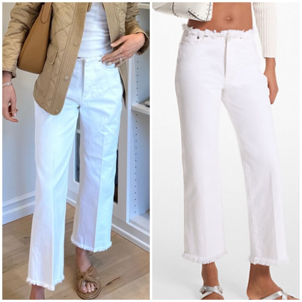 Michael Kors Frayed Denim Cropped Jeans White Size 0